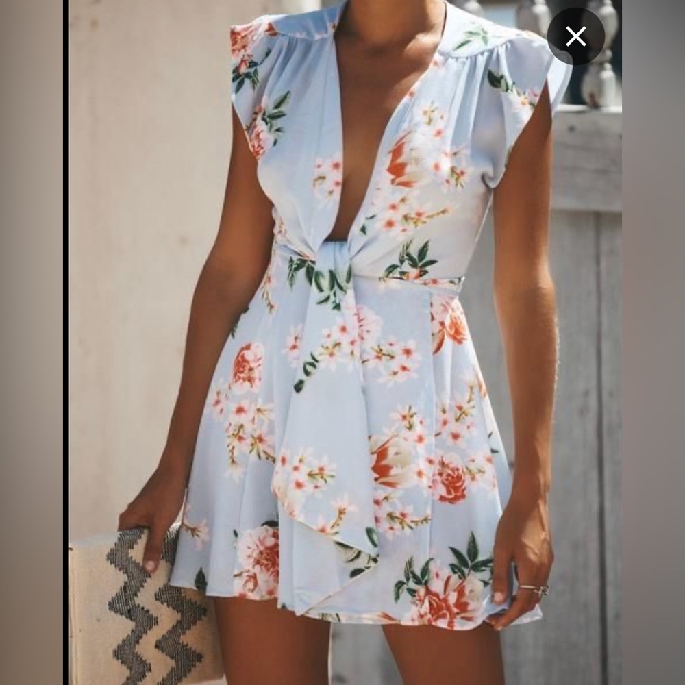 White Fox Boutique blue floral dress